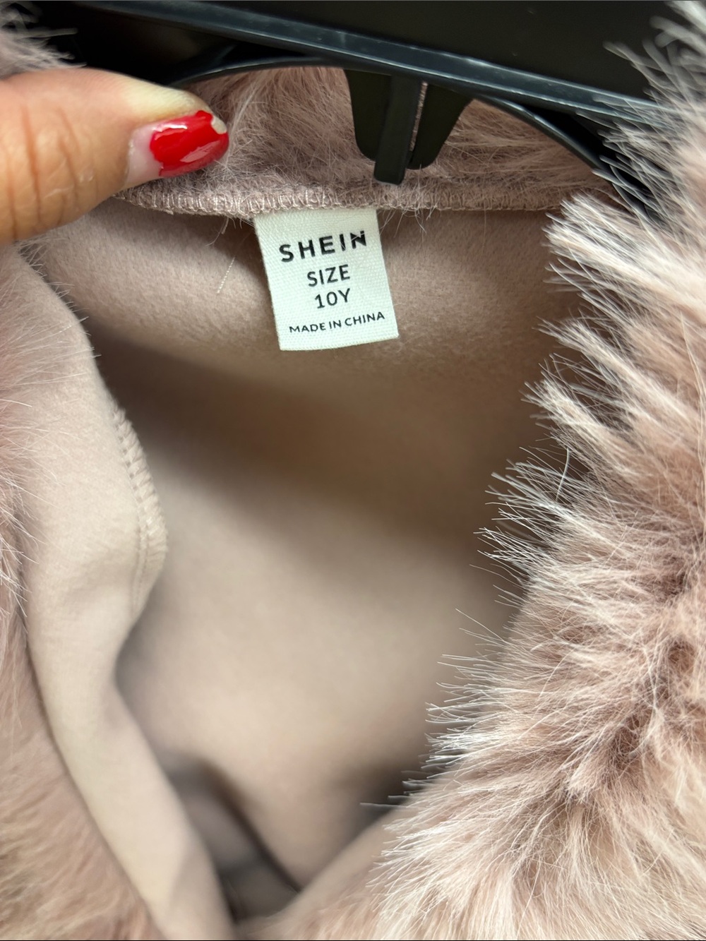 SHEIN Blush Faux Fur Trim Belted Trench Coat - Picture 4 of 4